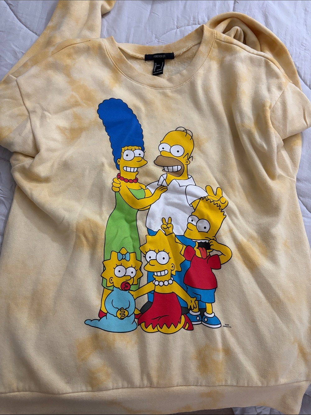 The Simpsons Family Graphic Sweatshirt - Yellow Tie-Dye